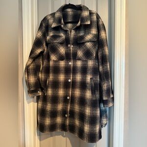 Plaid Women's Jacket - Black and Cream